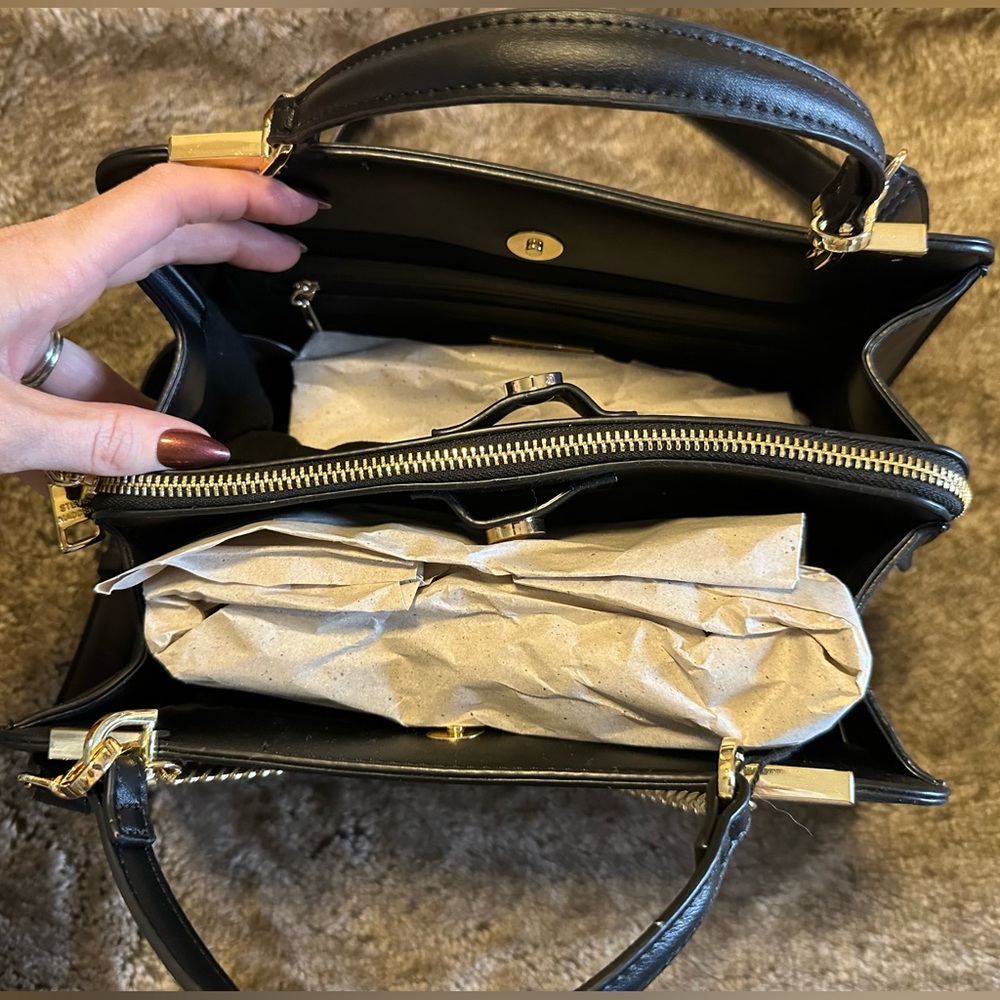 Steve Madden Black Crossbody Bag with Gold Accents - Picture 2 of 5